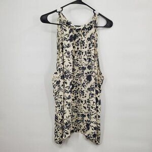 Kaileigh Jerry Halter Woven Tank Top Plus Size Tie Neck Floral Womens 2X NWT